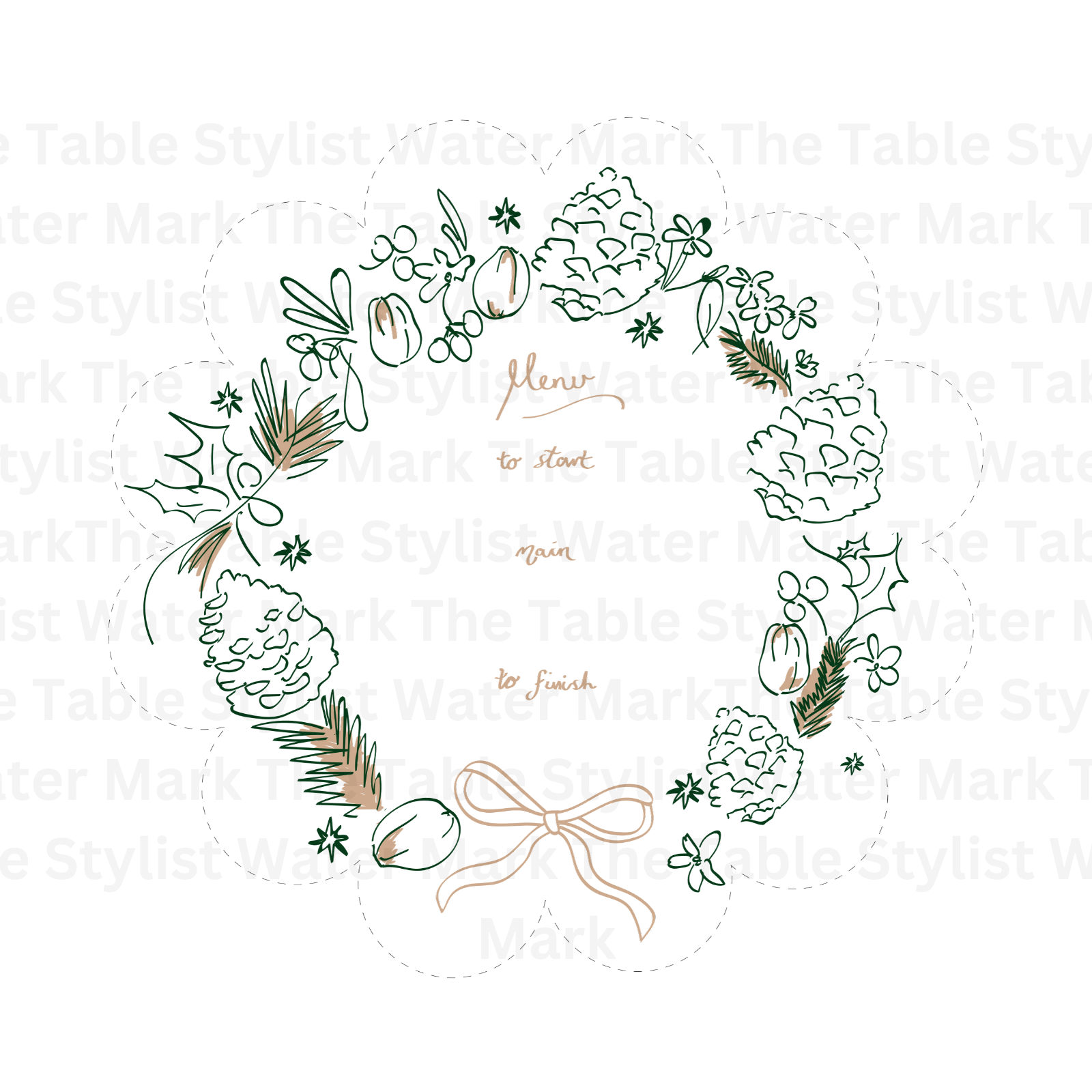 Hand Illustrated Wreath Menu