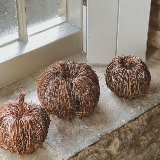 Set of Three Handmade Vine Pumpkin