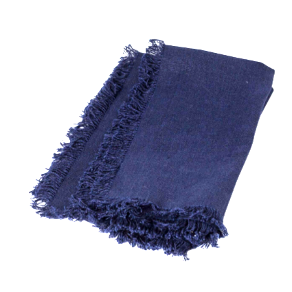 Blue Fringed Cotton Napkins