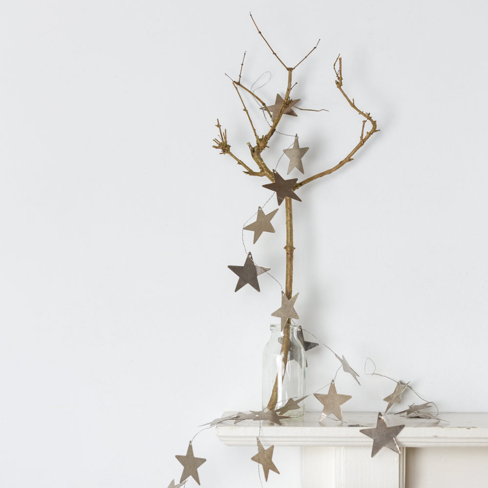 Antiqued Silver Star Garland