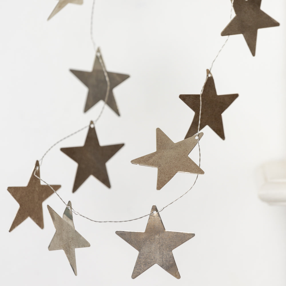 Antiqued Silver Star Garland