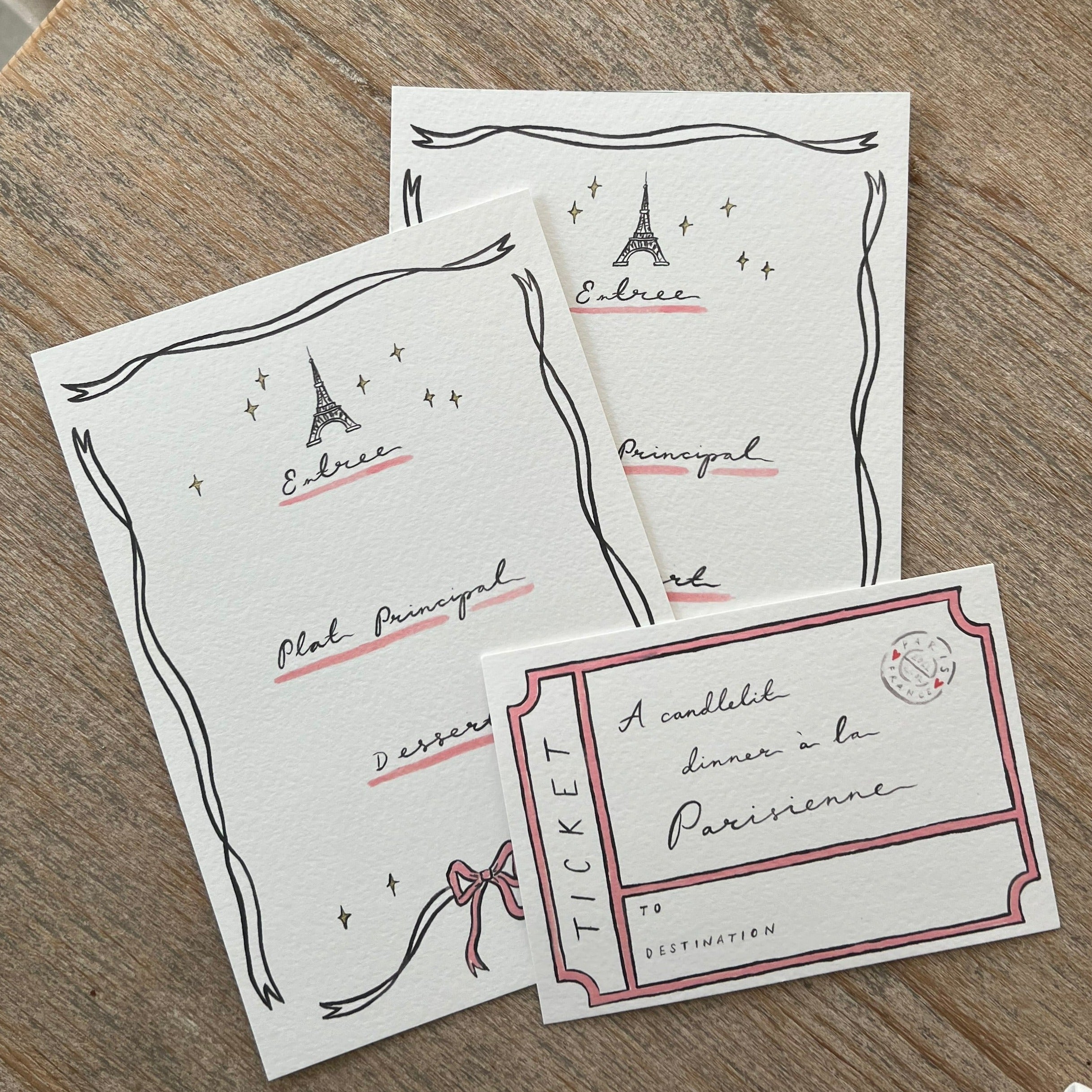 Paris Menu Card set of four