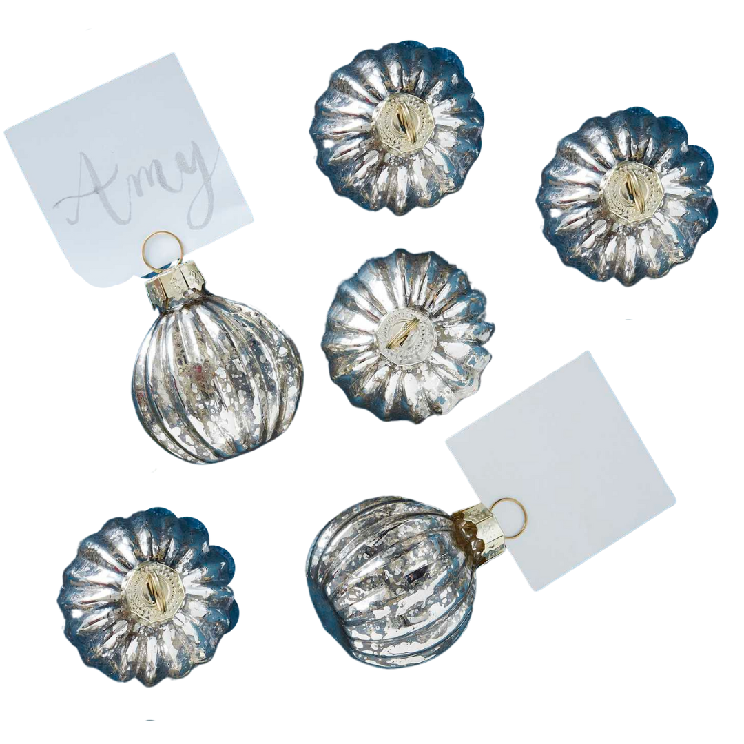 Silver Bauble Placecard Holders Set Of 6