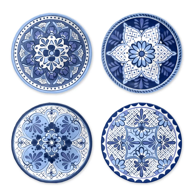 Tile Print Melamine Plates set of four