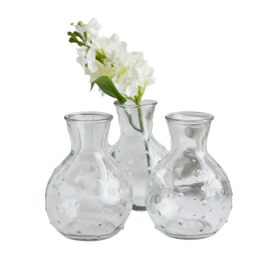 Bud Vase Dotty Glass set of three