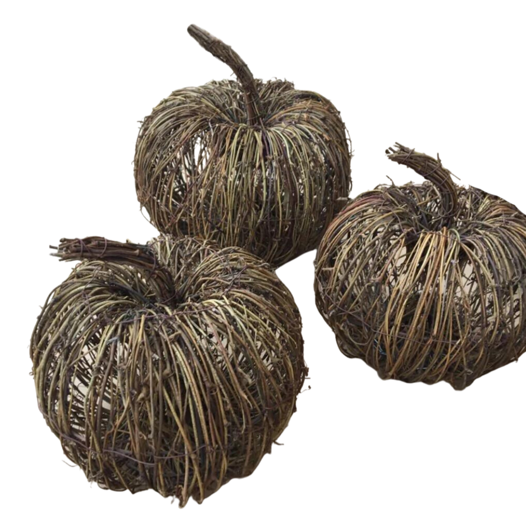 Set of Three Handmade Vine Pumpkin