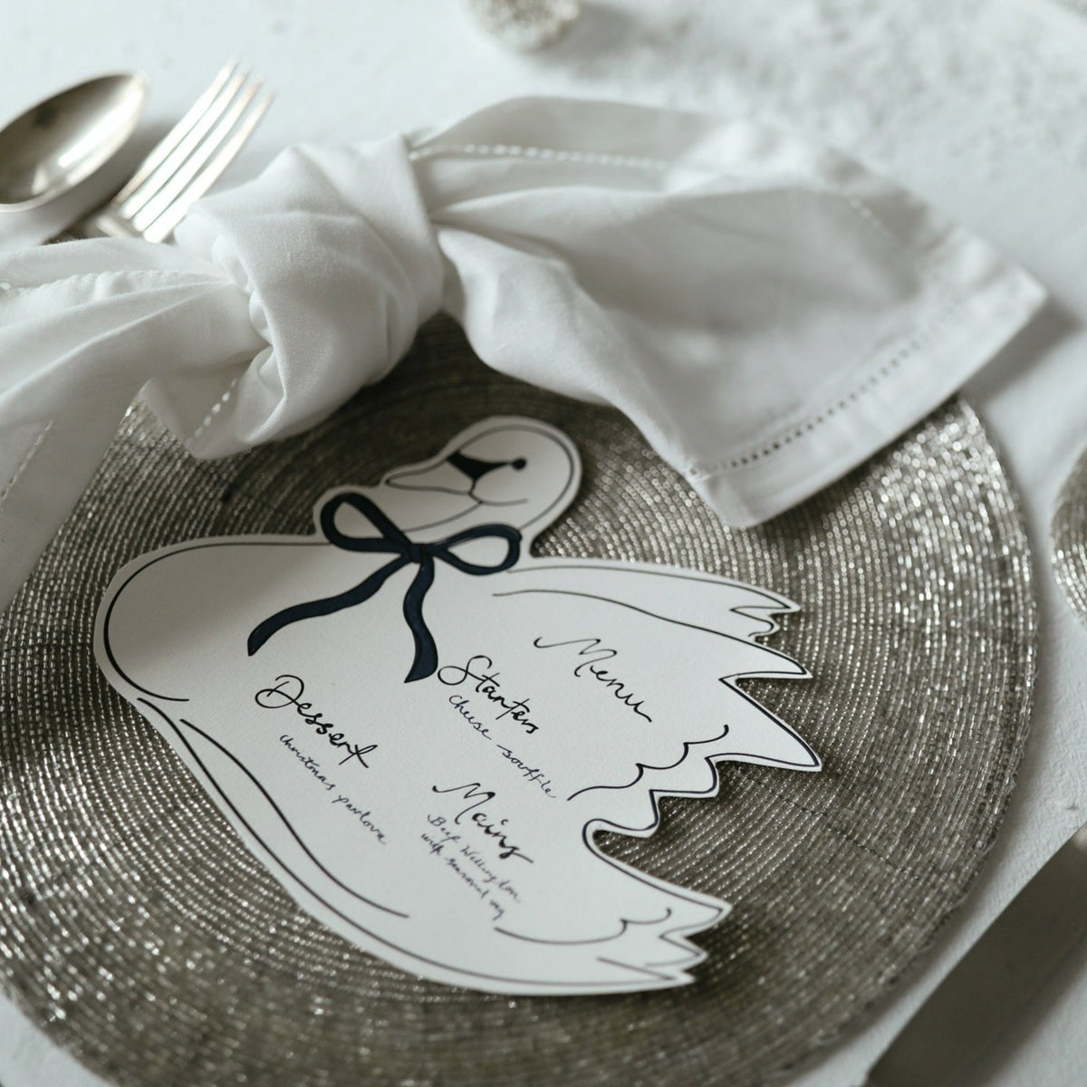 Menu Backdrop Swan Hand Illustrated Swan Menu