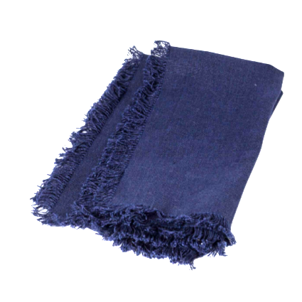 Cobalt Blue Fringed Cotton Napkins