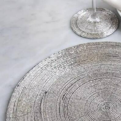 Silver beaded coasters set of four