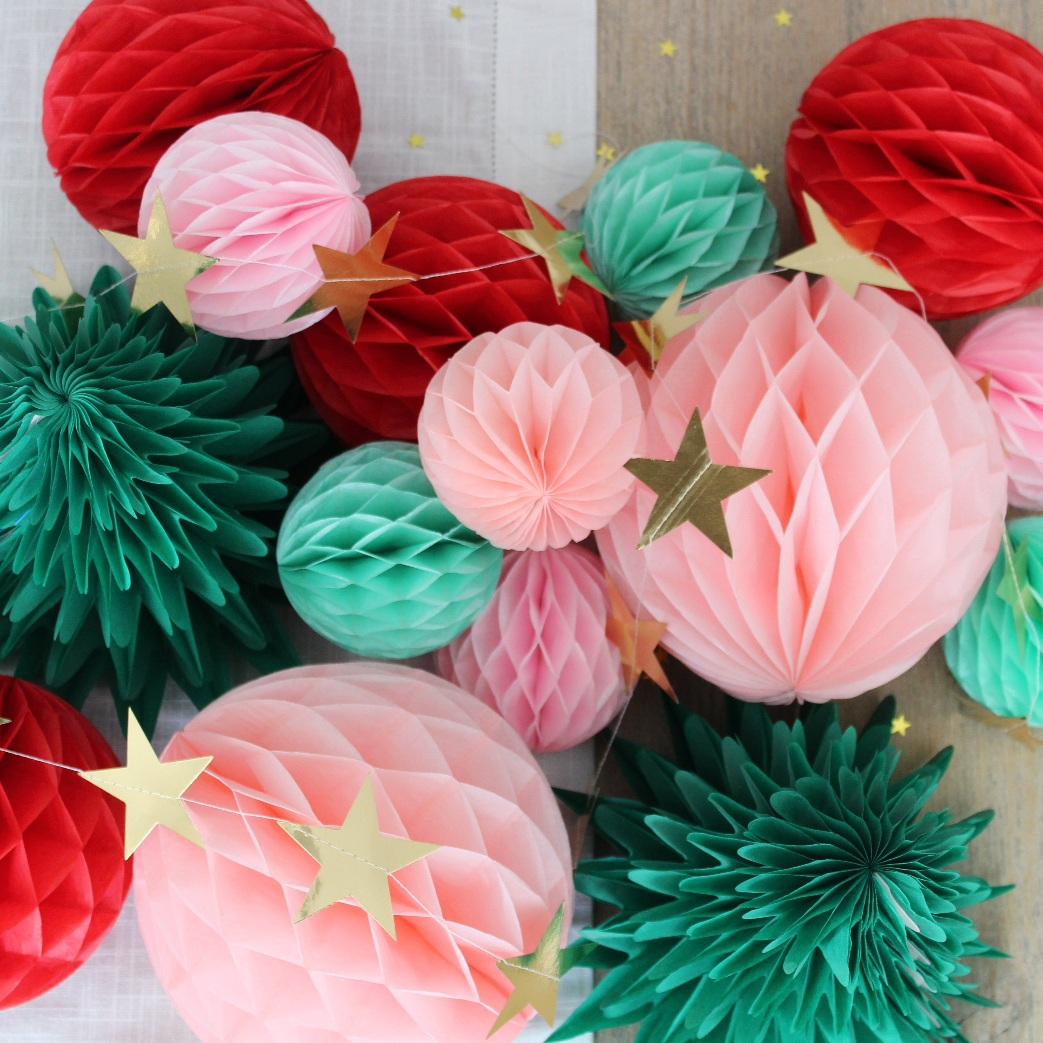 Festive honeycomb Christmas trees & baubles