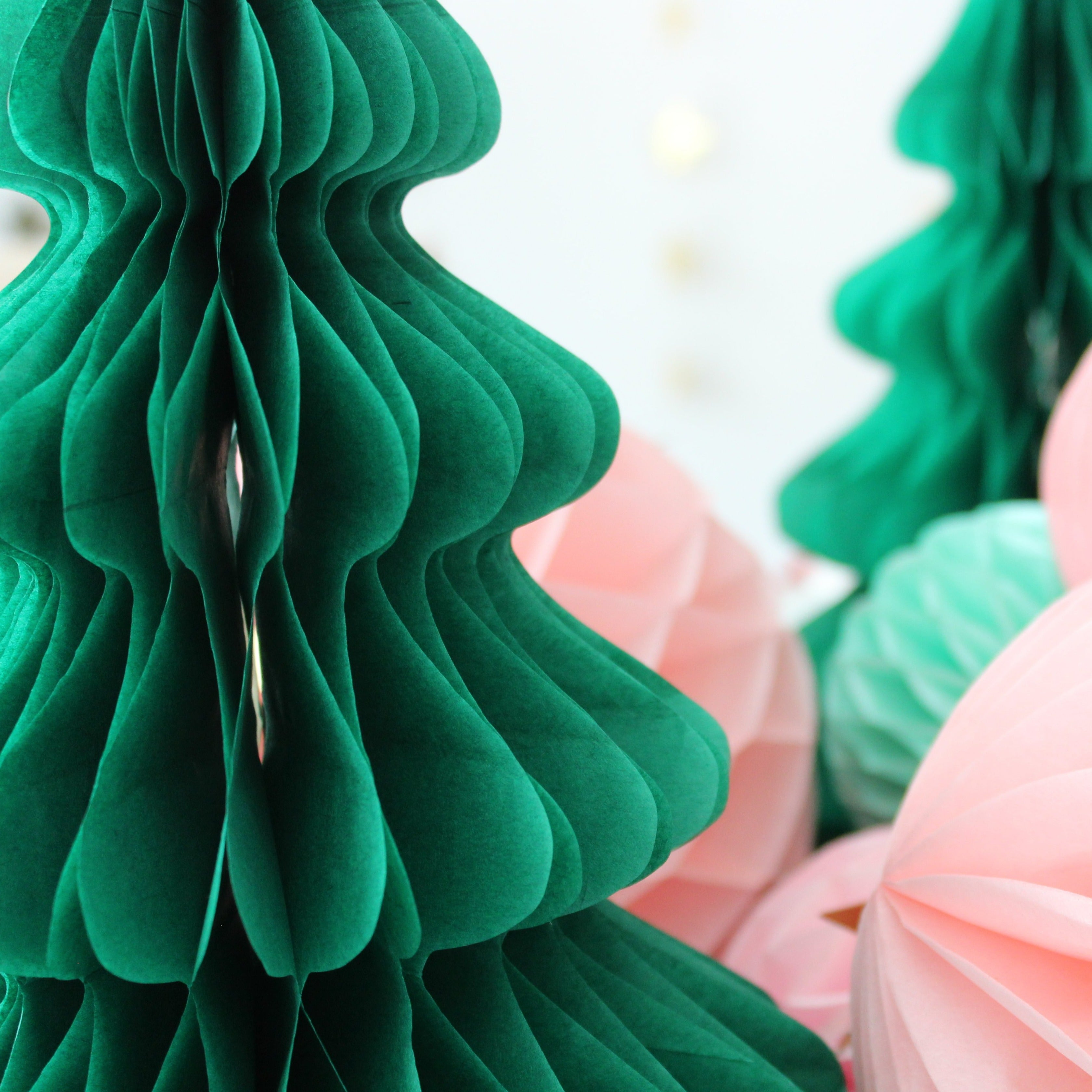 Festive honeycomb Christmas trees & baubles