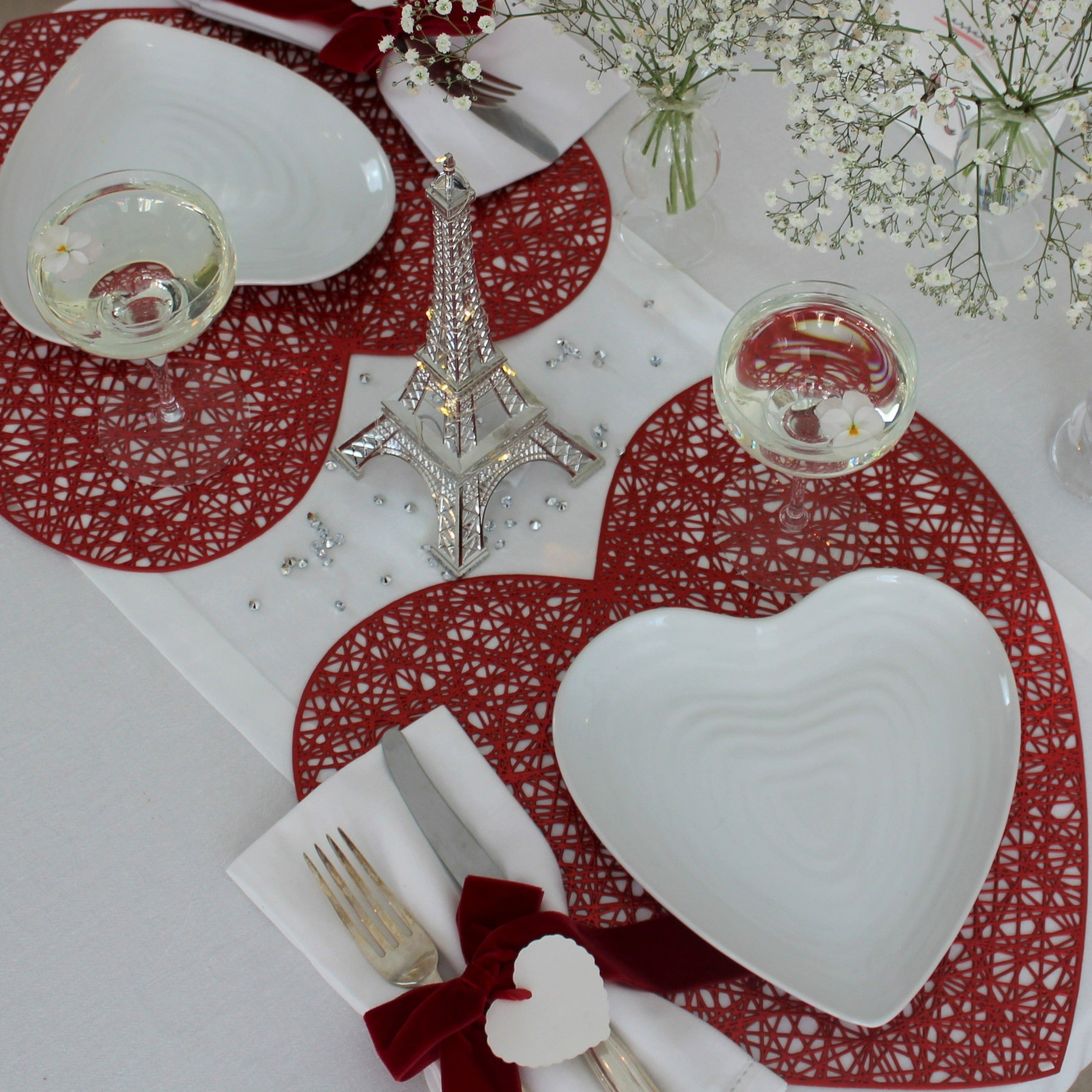 Set Of Two Heart Placemats Red