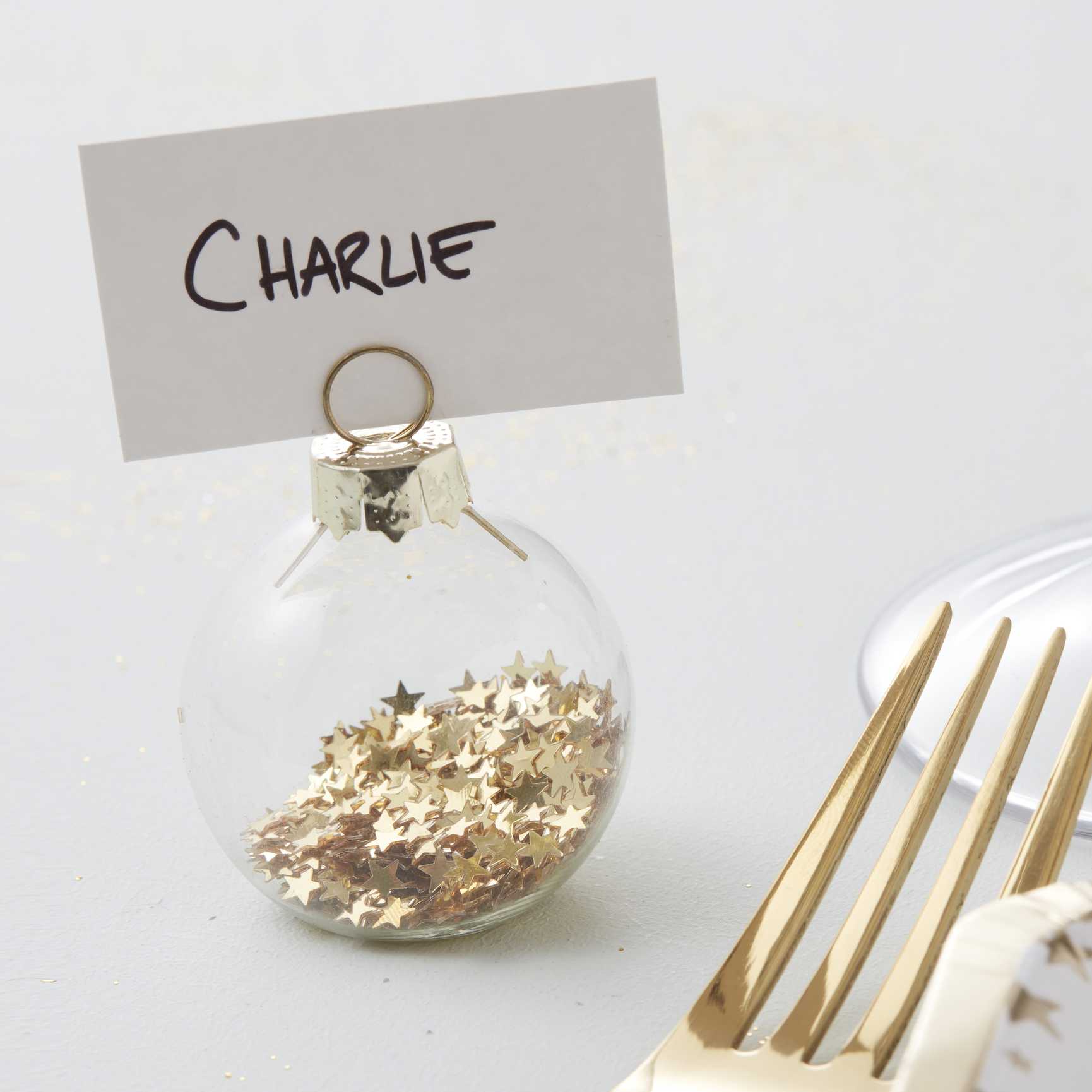 Gold Star Bauble Christmas Place Card Holders Set of six