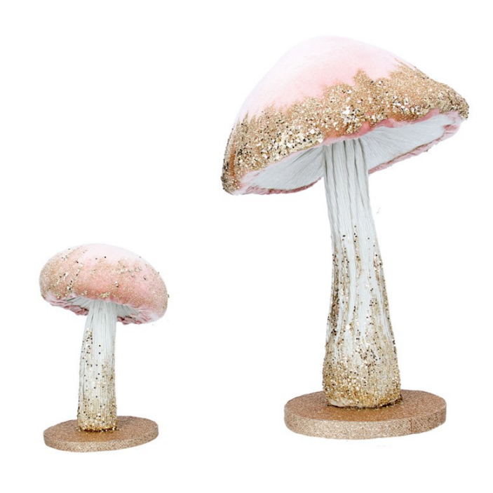 Pink Velvet Mushroom Pair