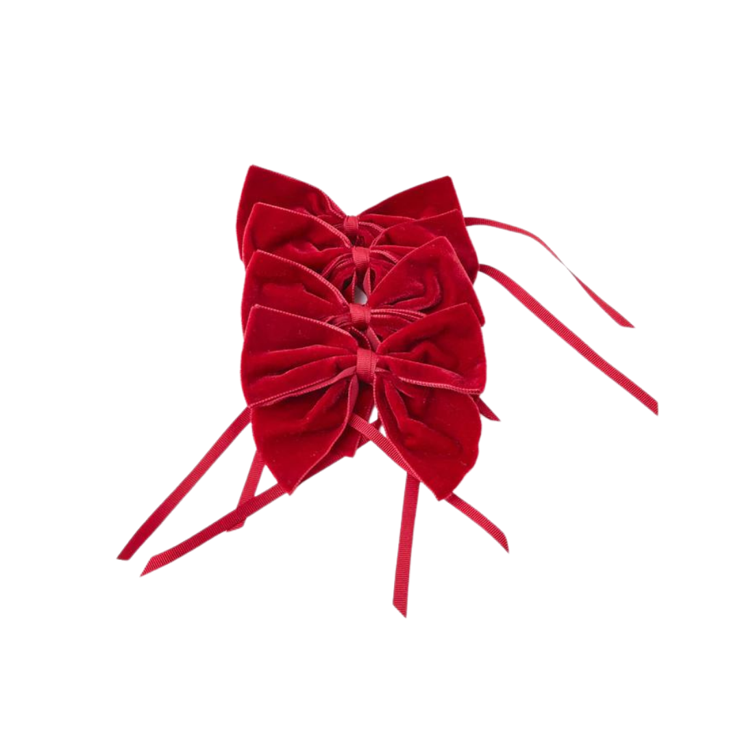Velvet Red Napkin Bows set of four